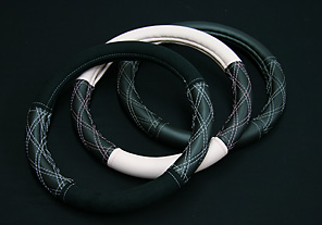 AIMGAIN 汎用 ステアリングカバー LAMOUS ベースカラー：Dブラウン