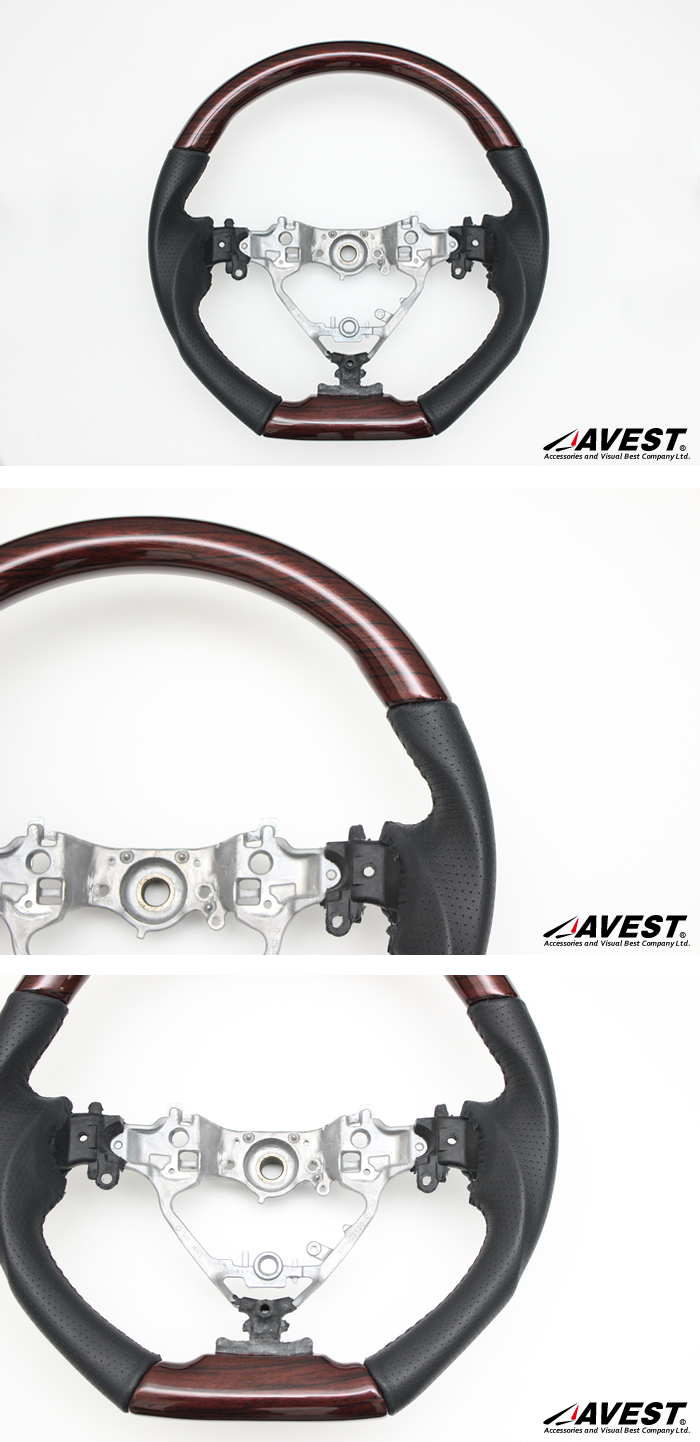 ステアリング】AVEST ハリアー60系 ウッドコンビハンドル ダークレッド