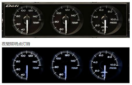 Defi Meter Defi DIN-Gauge (ディンゲージ) 3連メーター 右傾斜タイプ (右ハンドル車向け)