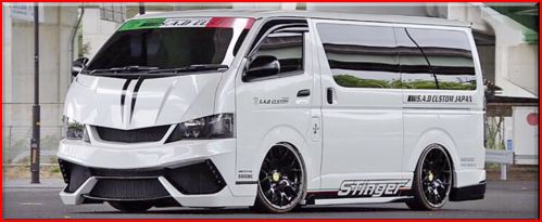 S.A.D CUSTOM JAPAN ハイエース 200系 4型 標準ボディ 3点キット（Fバンパー、サイドステップ、カーボンマフラー付Rバンパー）