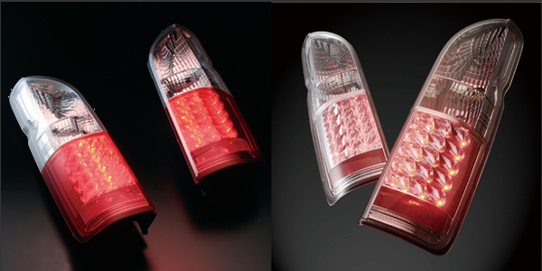 speziell ハイエース 200系 LEDクリスタルテールレンズ レッド/クローム